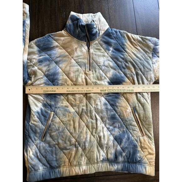 Entro 100% Cotton Quilted Shacket Jacket Coat 1/4 Zip Blue Tie Dye Size 1x - Picture 3 of 7